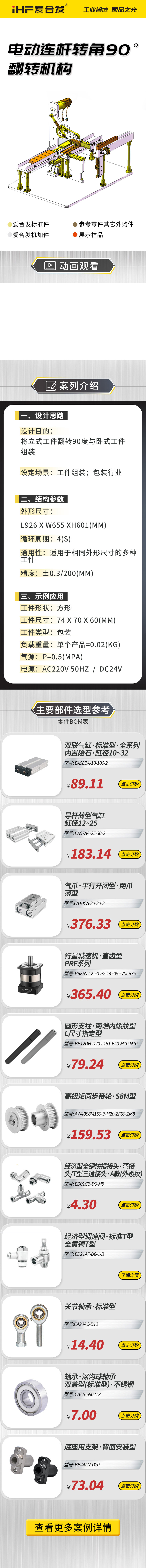 愛合發(fā)案例剖析：電動連桿轉角90°翻轉機構！